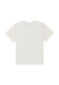 Kortermet t skjorte i off-white bomull; har en rund hals og en enkel bakdesign uten grafikk eller dekorasjoner.