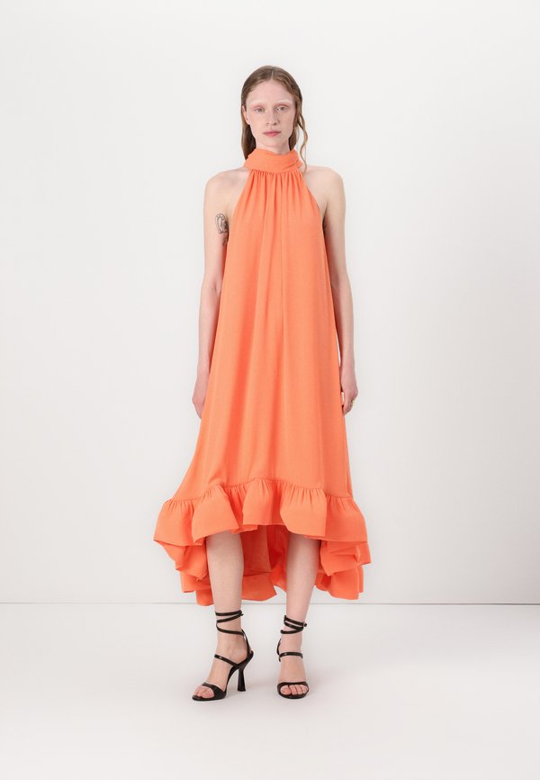 SABRINA HALTER NECK RUFFLED DRESS - Cocktail dress / Party dress - papaya