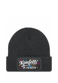 MoonWorks MIT PATCH SPRUCH FASCHING KARNEVAL PARTY - Beanie - dunkelgrau
