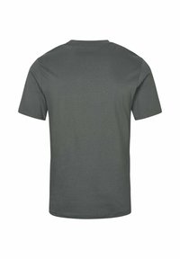 Preprosta temno siva kratka majica z okrolim izrezom, prikazana od zadaj na belem ozadju.