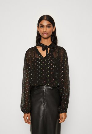 SPARKLE BOW FLORA BLOUSE - Button-down blouse - black