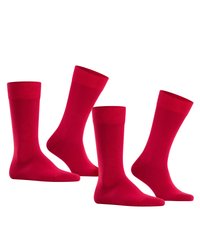Rote Baumwollsocken mit glatter Textur, gerippten Bündchen und knöchellanger Passform. Das Design verfügt über eine einfarbige Oberfläche ohne Muster oder Verzierungen.