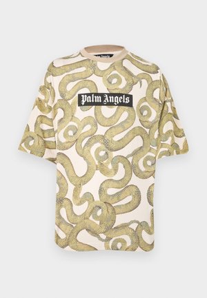 SNAKE ALLOVER LOOSE TEE - Nyomott mintás póló - ivory/green