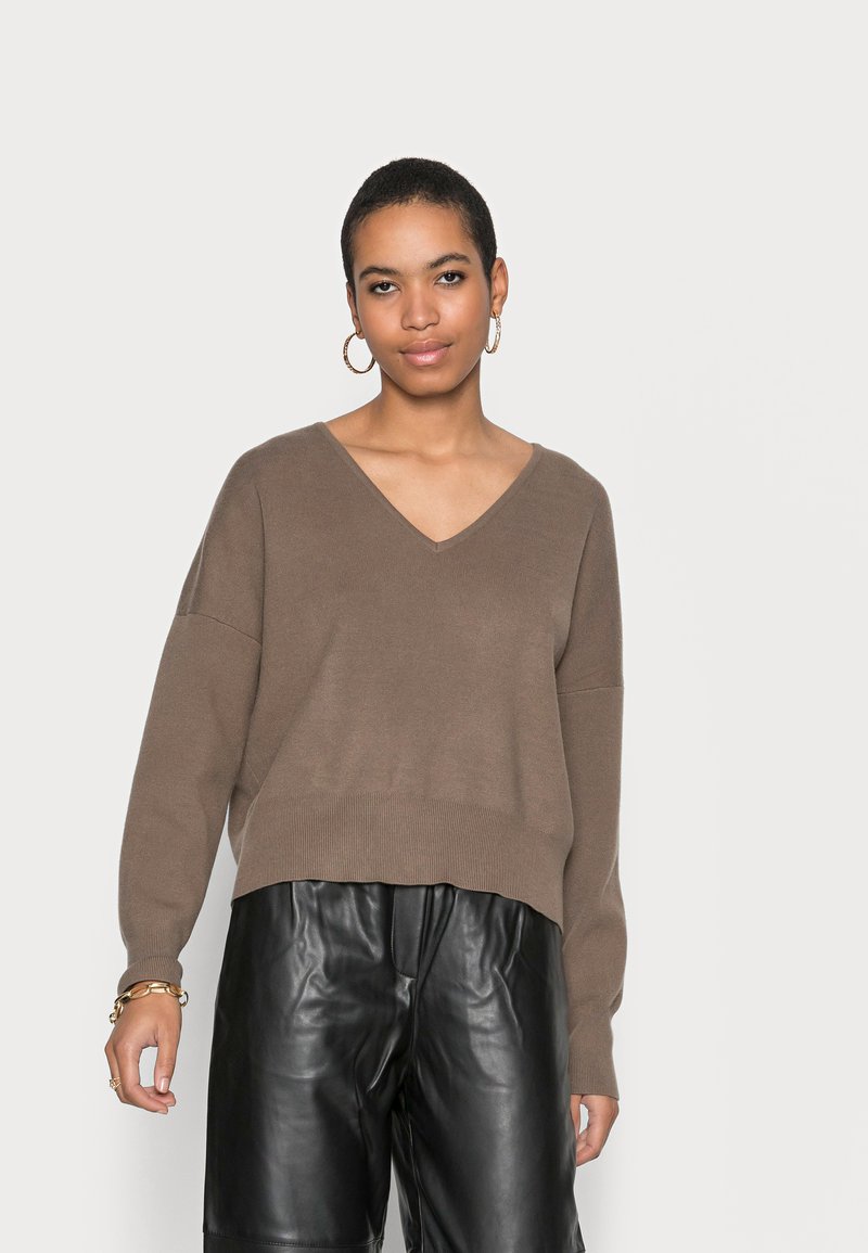 Samsøe Samsøe NIKA V NECK - Camisola - chocolate chip