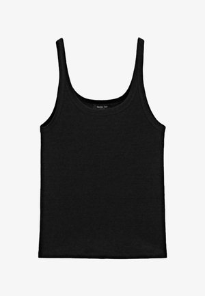 Débardeur noir sans manches avec encolure dégagée et fines bretelles, design épuré, vêtement décontracté pour hommes de Massimo Dutti.