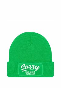 MoonWorks PATCH MIT SPRUCH LUSTIG - Beanie - sorry grün