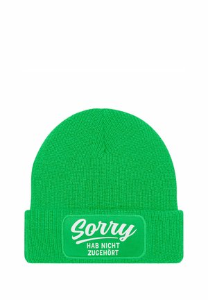 PATCH MIT SPRUCH LUSTIG - Mütze - sorry grün