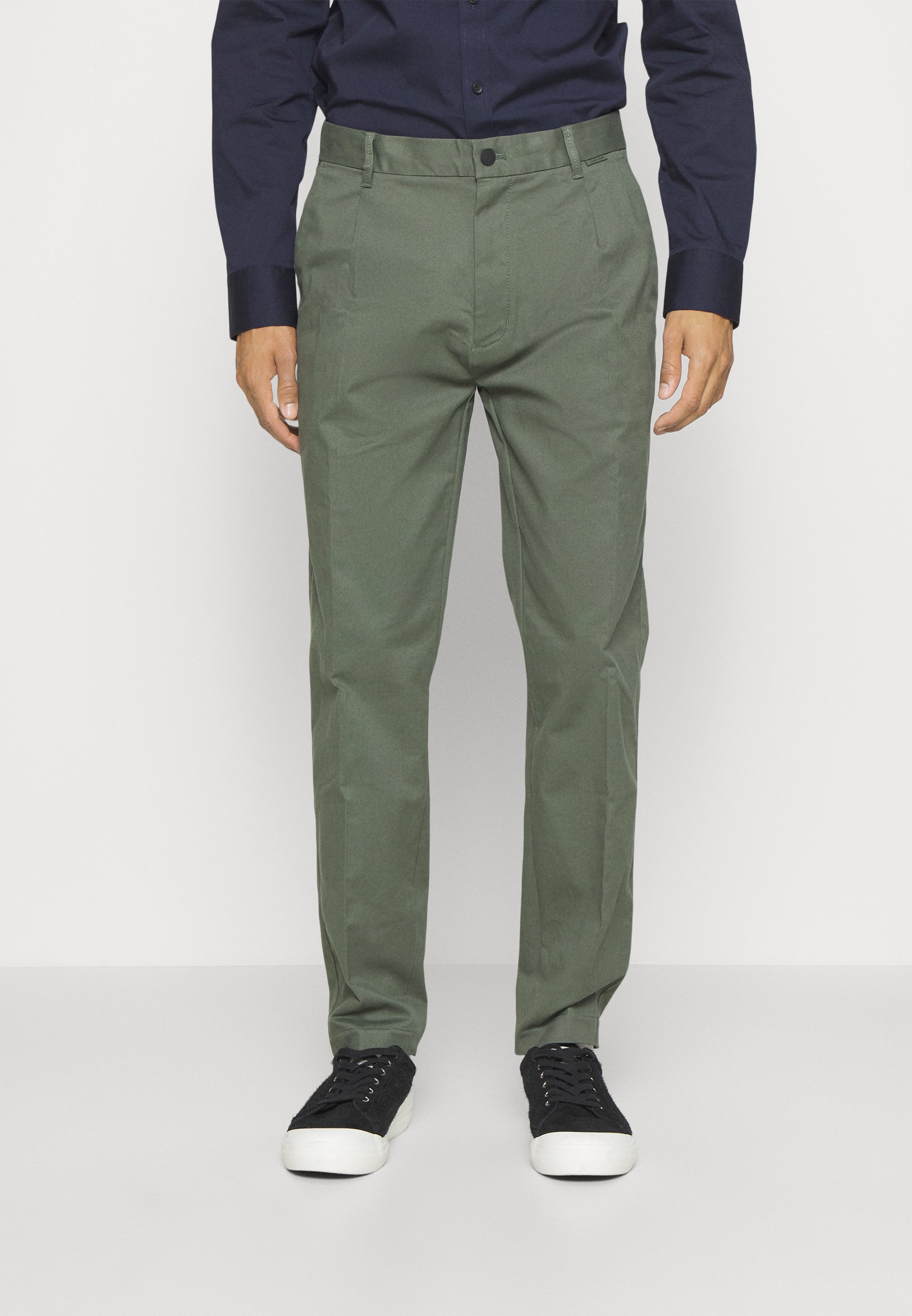 slim fit dress slacks Modern Fit Pinstripe Formal Trousers