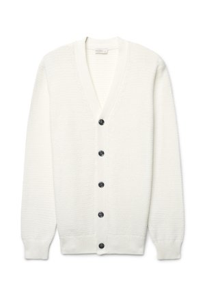 CON SCOLLO A V E BOTTONI - Strickjacke - bianco lana