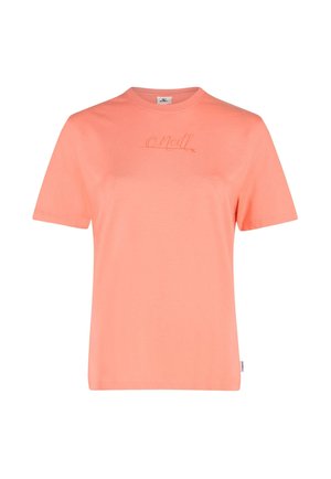 Lys koralfarvet T-shirt lavet af glat bomuld. Har korte ærmer og rund halsudskæring. O'Neill-logoet er trykt på forsiden.