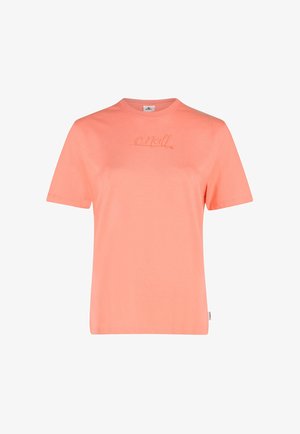 Helles Korall-T-Shirt aus glattem Baumwollmaterial. Verfügt über kurze Ärmel und einen Rundhalsausschnitt. Das O'Neill-Logo ist auf der Vorderseite aufgedruckt.