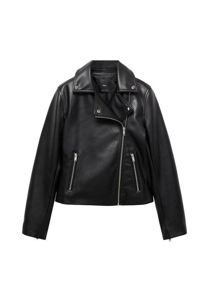 Mango Veste Biker Cuir Noir Élégant