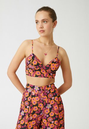 FLORAL CROP - Bluse - black