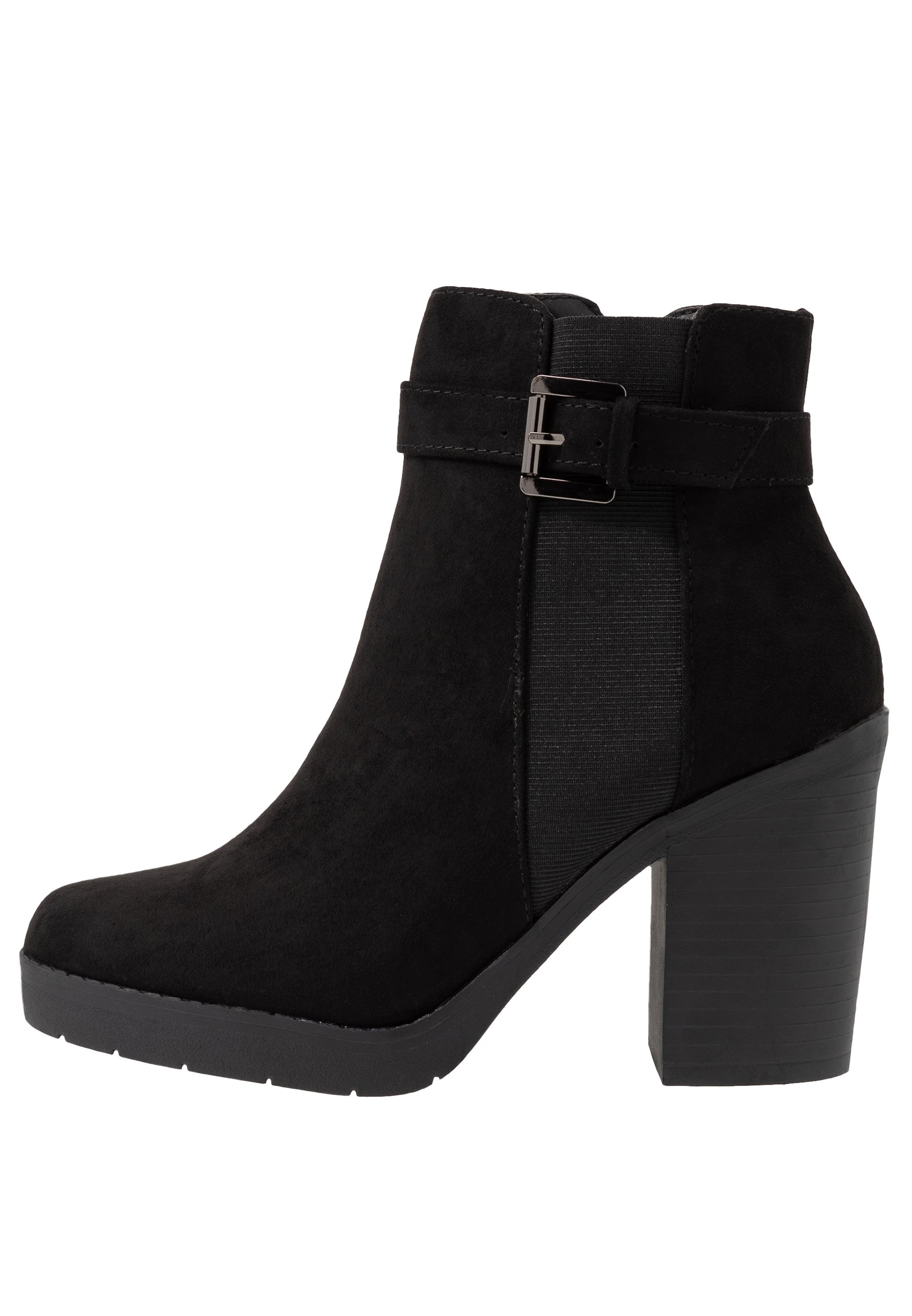 chunky black heeled ankle boots