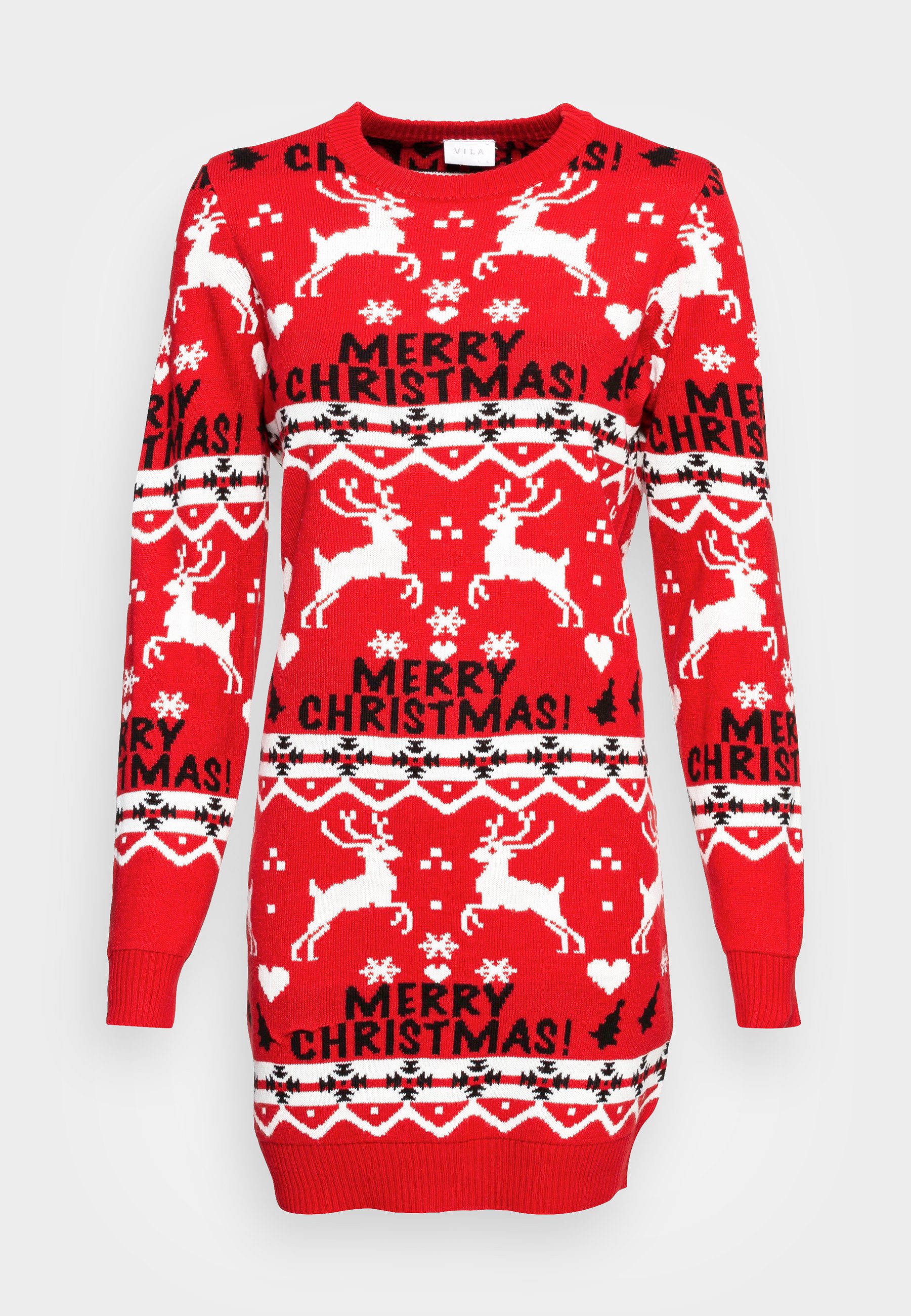 Vila Knitted Christmas Dress - Women - Red - Size L