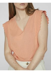 VILA V-AUSSCHNITT - Camiseta estampada - shell coral