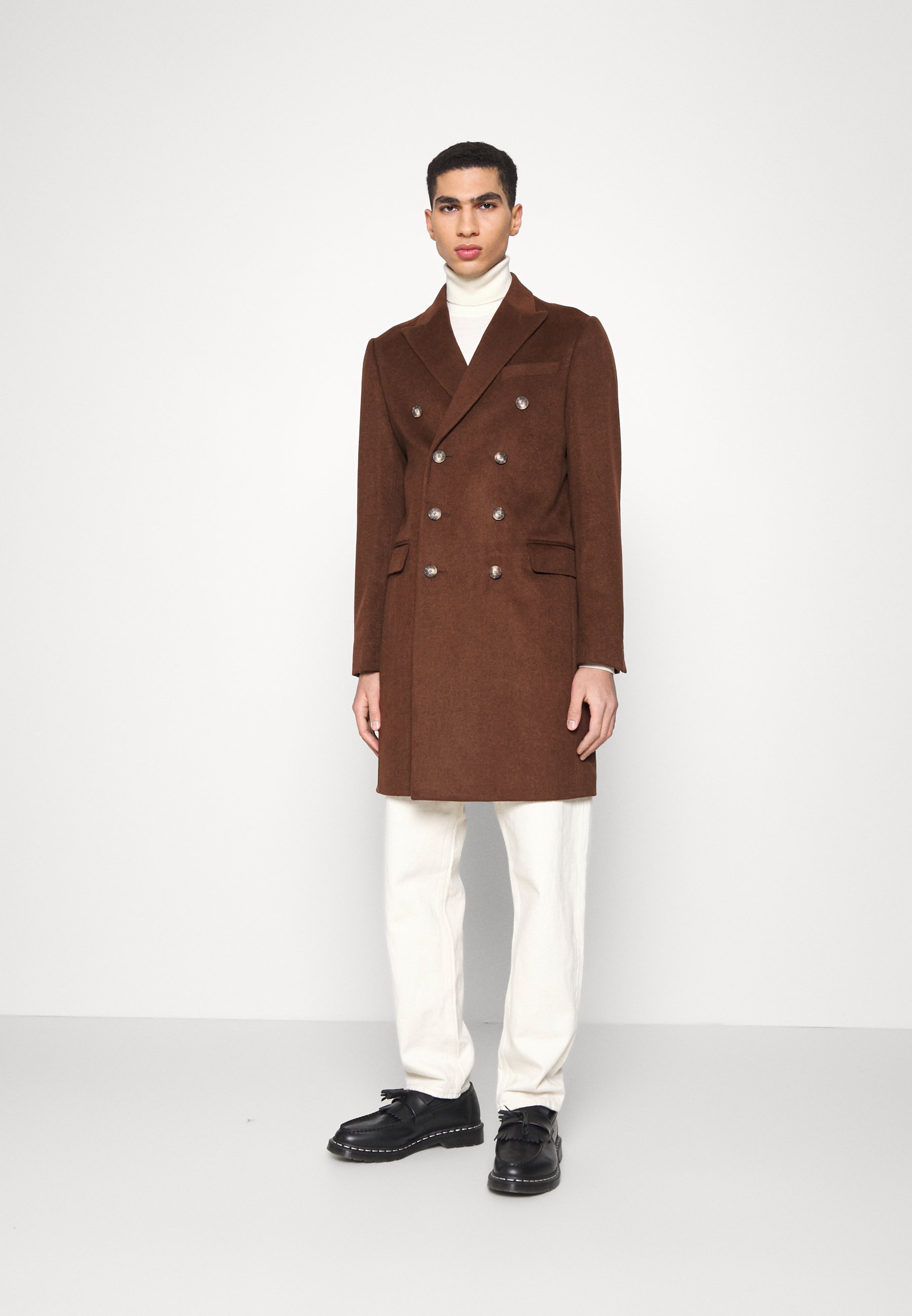Isaac Dewhirst Long Pea Coat Classic Coat, Men's, Size: 42L, Brown