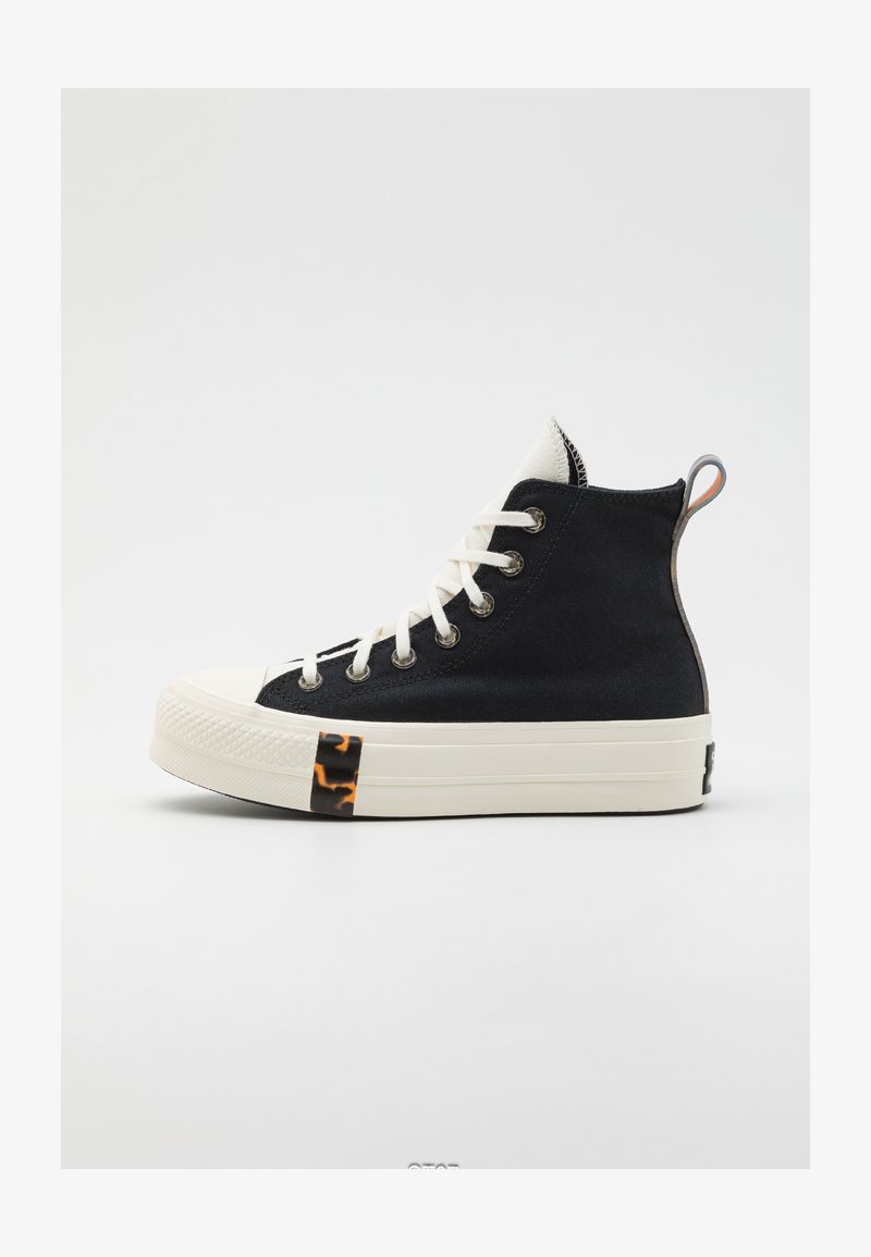 Converse CHUCK TAYLOR ALL STAR LIFT PLATFORM TORTOISE - Zapatillas altas - black/egret/tawny owl
