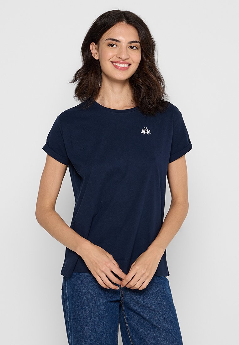 LA MARTINA T-shirt basic donkerblauw LA MARTINA T-shirt basic donkerblauw