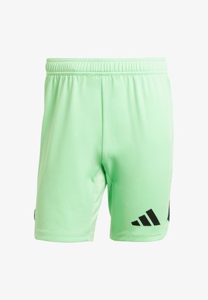 Pantaloni sportivi verde menta realizzati in tessuto leggero, con un logo nero sull'orlo sinistro e una vita elastica.