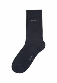Calze in cotone nere con una superficie morbida, rinforzo sul tallone e sulle punte. Presentano un logo discreto vicino alla parte superiore. Taglia indicata: 39-42.