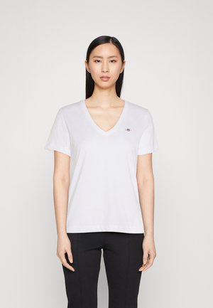 SHIELD V NECK - Basic T-shirt - white