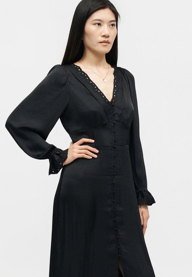 gap long sleeve black dress Gap Womens Ruffle Pintuck Dress True Black Size S