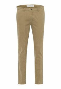Chinosy khaki o prostym kroju nogawek, wykonane z miękkiej bawełny. Posiadają zapięcie na guzik, szlufki na pasek oraz kieszenie z przodu i z tyłu.