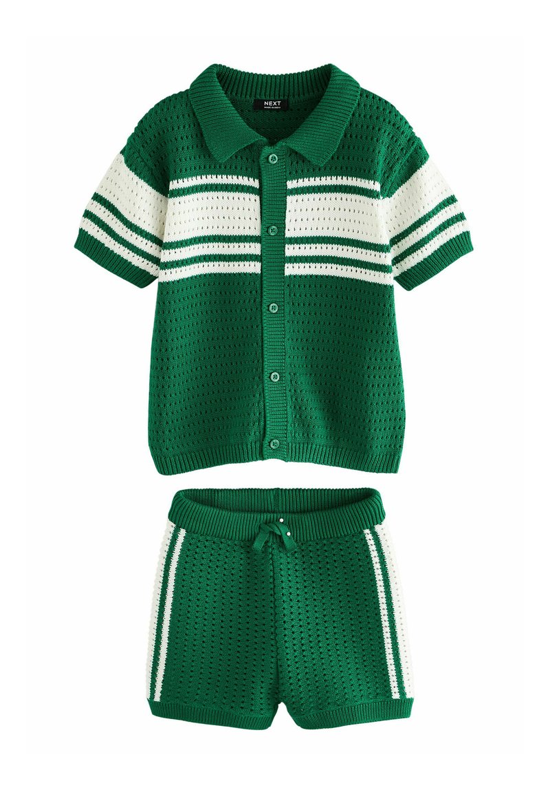 Next REGULAR FIT -  TEXTURED REVERE COLLAR SET - Šortky - green white