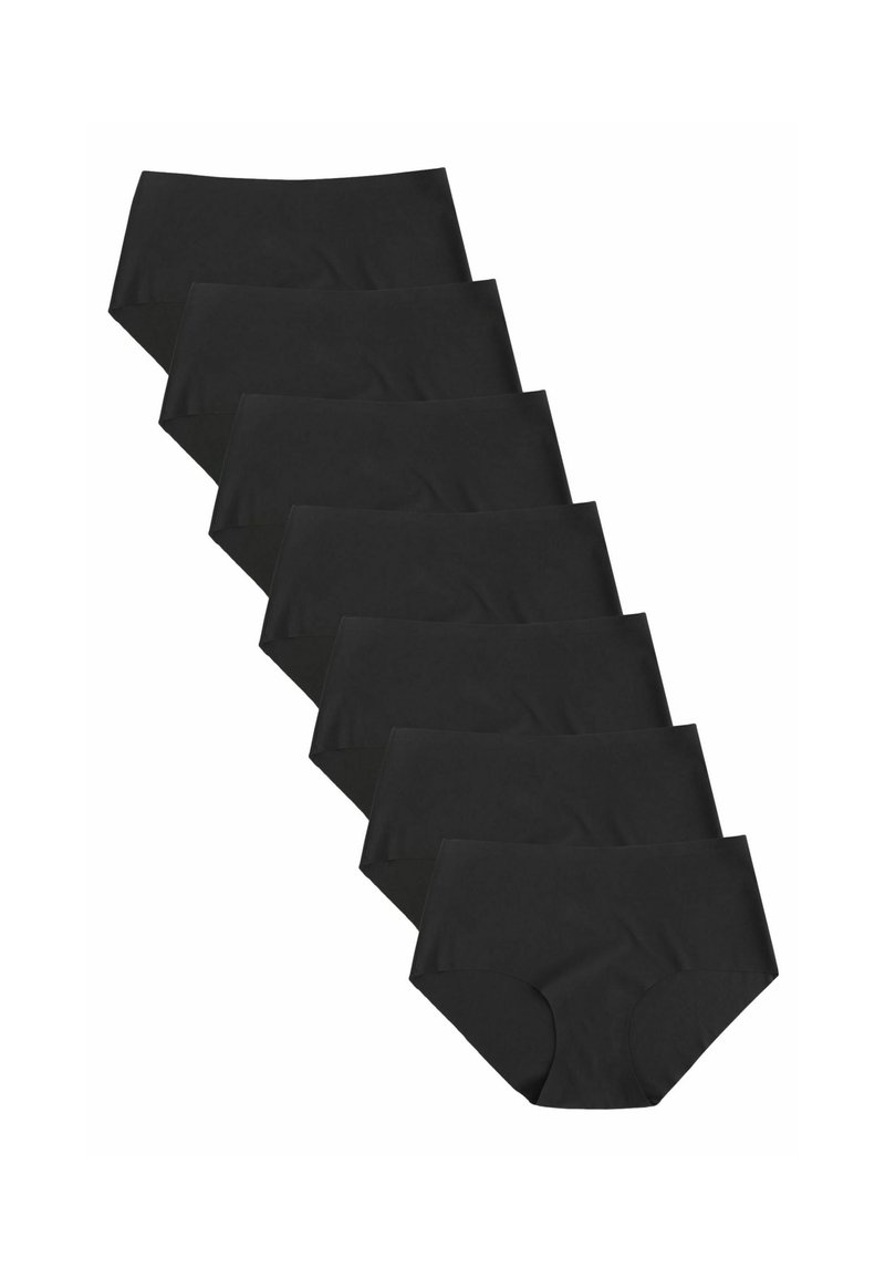 Zwarte katoenen ondergoedset, met een naadloos ontwerp, gladde textuur, volledige dekking en elastische tailleband. Verpakking met meerdere paren.