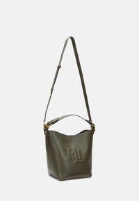 Lauren Ralph Lauren LEATHER MEDIUM WITLEY BUCKET BAG - Rokassoma - dark olive
