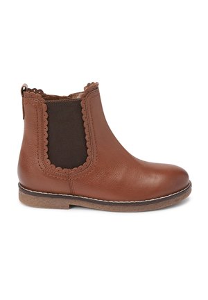 PREMIUM - Boots à talons - tan brown leather scallop