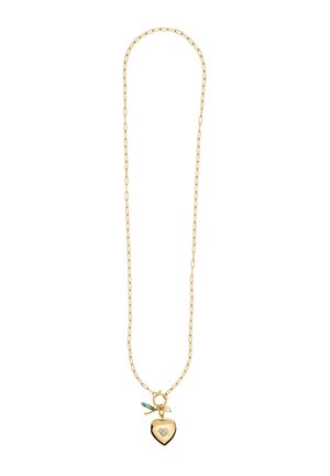 HEART - Halskette - gold aquamarine orange white pearl