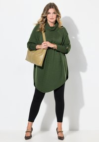 MIAMODA PONCHO-STYLE ZOPFMUSTER ZIPFELSAUM - Strickpullover - dark green