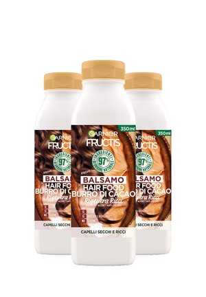 BALSAMO RIGENERANTE FRUCTIS HAIR FOOD, BALSAMO RIGENERA RICCI AL BURRO DI CACAO PER CAPELLI SECCHI E RICCI, 350 ML - 3 PACK - Siero per capelli