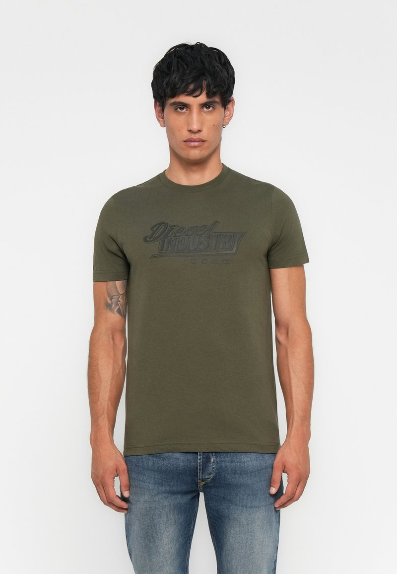 Diesel T-shirt print donkergroen