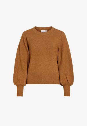 VILA, VIMALU O-NECK L/S PULLOVER/KA - Striktrøje - argan oil