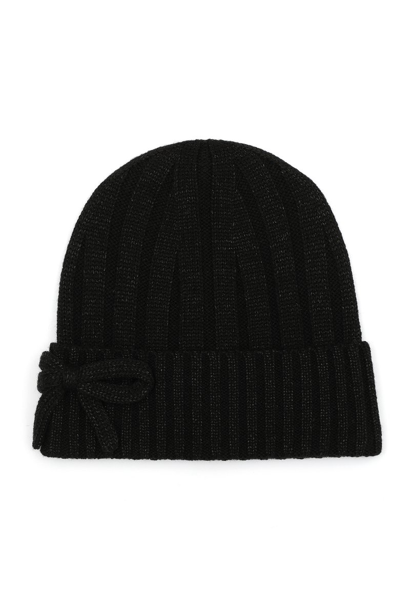 Kate Spade New York Bow Cuff Rib Knit Beanie Black/White kate spade new york Hat and Gloves Set - Macy main image 2