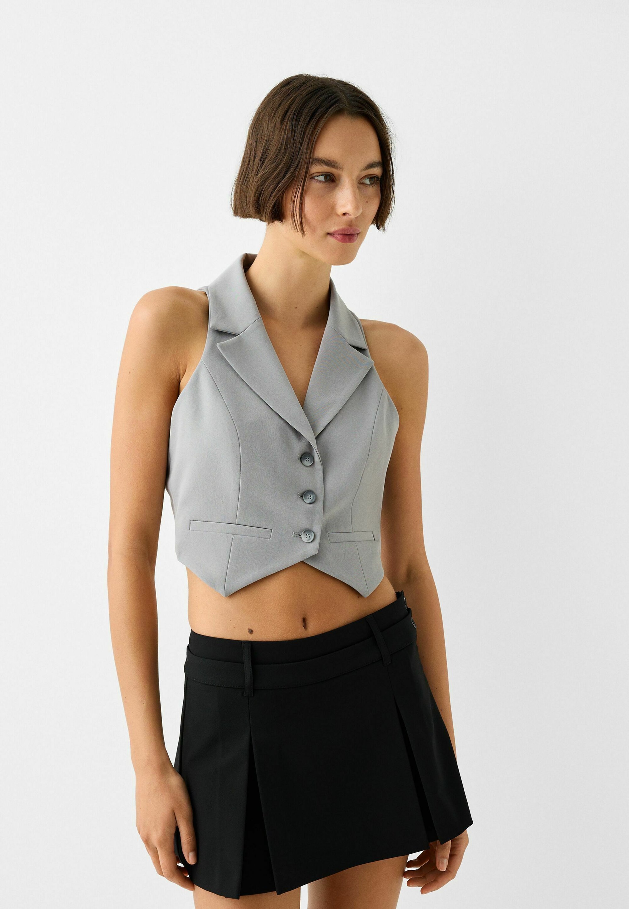 Bershka BUTTONED - Weste - mottled grey/grau-meliert - Zalando.de