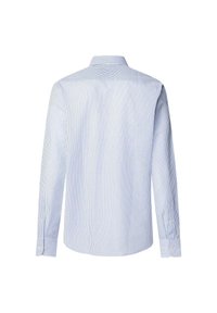 Langarm overhemd met blauwe en witte strepen. Voorzien van een kraag, manchetten met knopen en een gebogen zoom. Van katoen.
