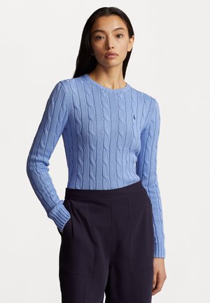 CABLE KNIT COTTON CREWNECK SWEATER - Neule - blau