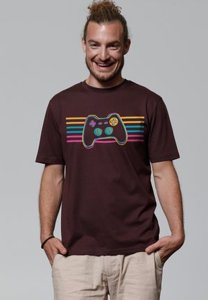 Print T-shirt - red brown