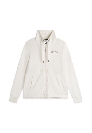 COLLO ALTO CON BANDA - Sudadera con cremallera - bianco