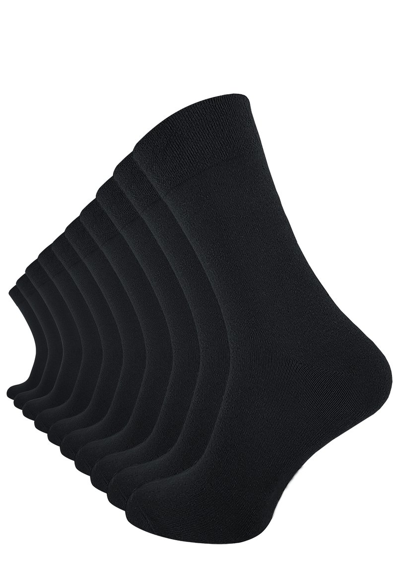 Calzini neri alla caviglia, realizzati in un tessuto a maglia liscia, con un design semplice, bordi a coste e punta senza cuciture per il massimo del comfort.