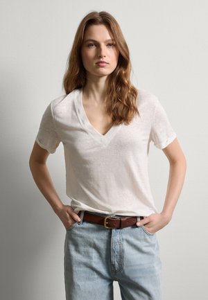 V NECK - T-Shirt basic - optical white