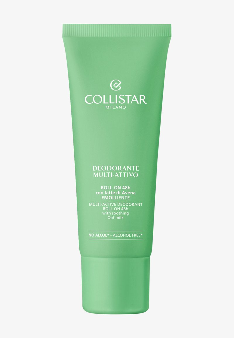 Tube vert de déodorant roll-on multi-actif Collistar Milano avec lait d'avoine apaisant, protection 48 heures et formule sans alcool.