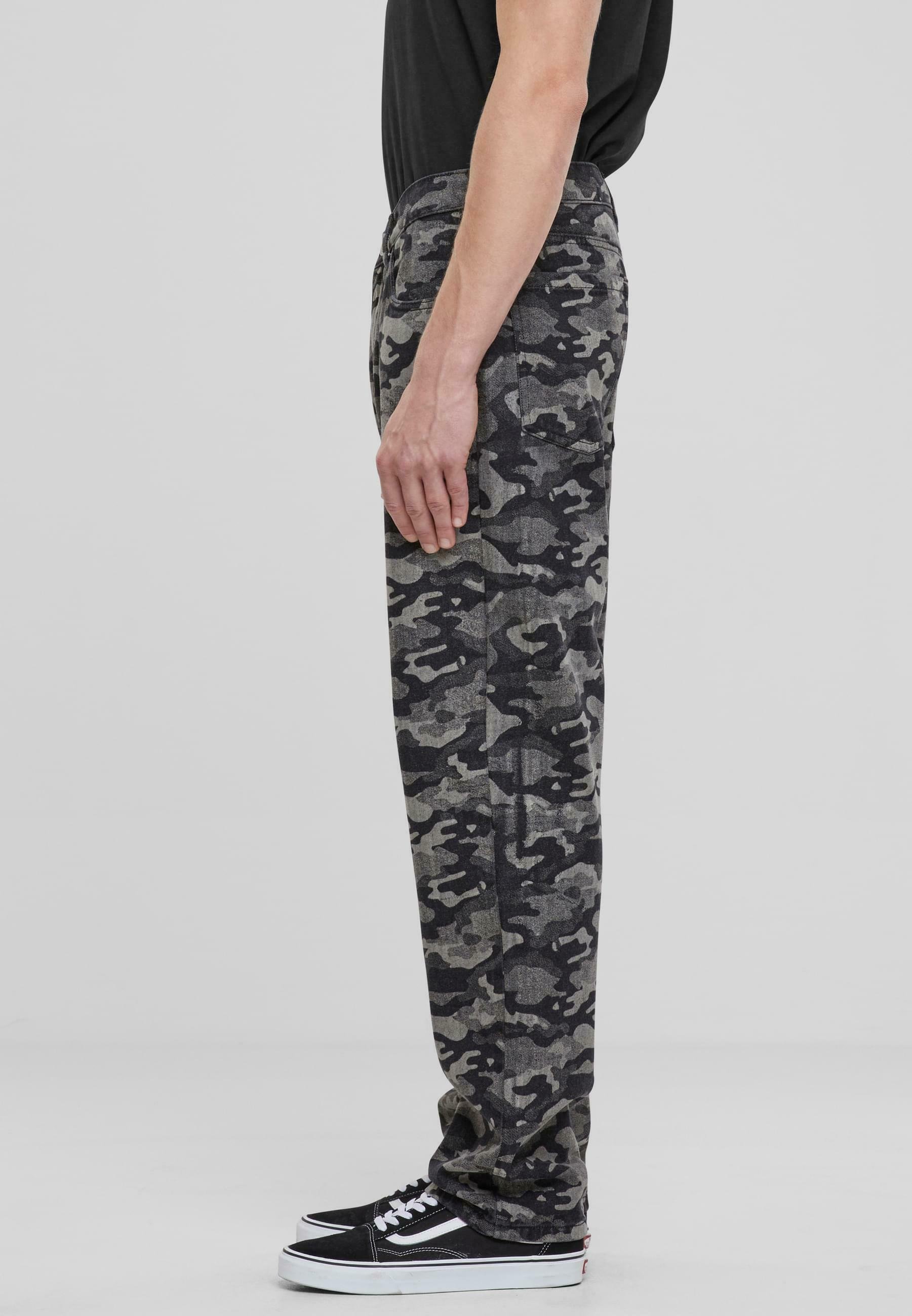 Urban Classics LASER CAMO - Straight leg jeans - blacklasercamo