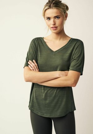 SHORT SLEEVE V-NECK - T-Shirt basic - mottled green