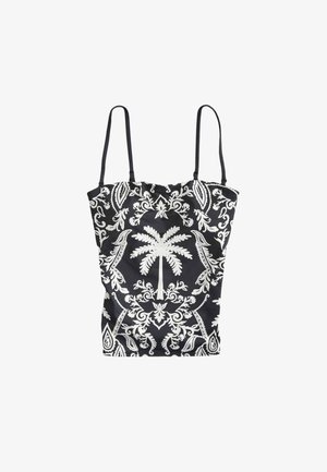 Marks & Spencer, TUMMY CONTROL PRINTED BANDEAU TANKINI TOP - Bikinitop - black mix