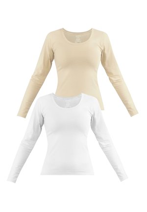 Langarmshirt - beige weiß